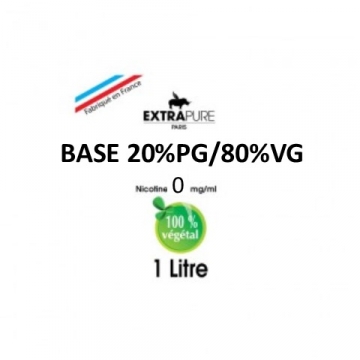 Extrapure - BASE 20 PG 80 VG en 0mg/ml - 1Litre Extrapure - BASE 20 PG 80 VG en 0mg/ml - 1Litre