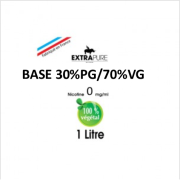 Extrapure - BASE 30 PG 70 VG en 0mg/ml - 1Litre Extrapure - BASE 30 PG 70 VG en 0mg/ml - 1Litre