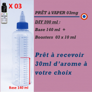 PRÊT à VAPER BASE 50/50 - 140 ml + 03 mg de NICOTINE + FLACON TWIST 230 ml