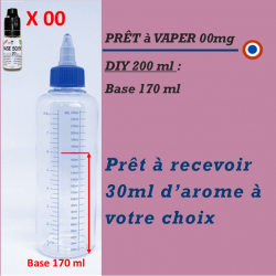 PRÊT à VAPER BASE 50/50 - 170 ml + 00 mg de NICOTINE + FLACON TWIST 230 ml